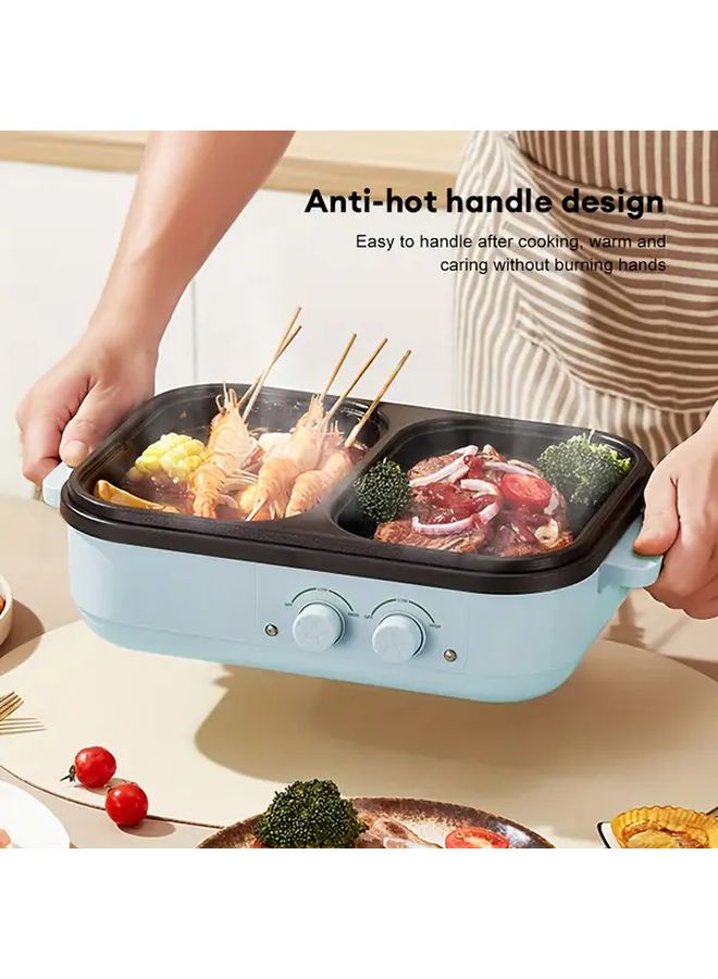 Blue 2 In 1 Electric Grill And Hot Pot 1300W Fast Heating Compact Indoor For 1 3 Person - Image 4